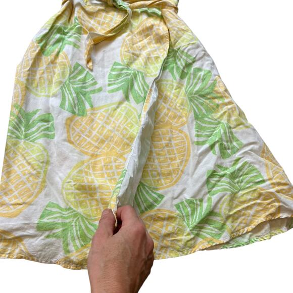 Vintage Pineapple Print Sleeveless Wrap Dress – Women’s XS - - Picture 3 of 4